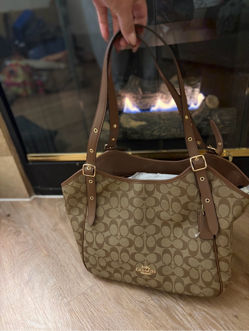 Coach Brown Signature Canvas Shoulder Bag